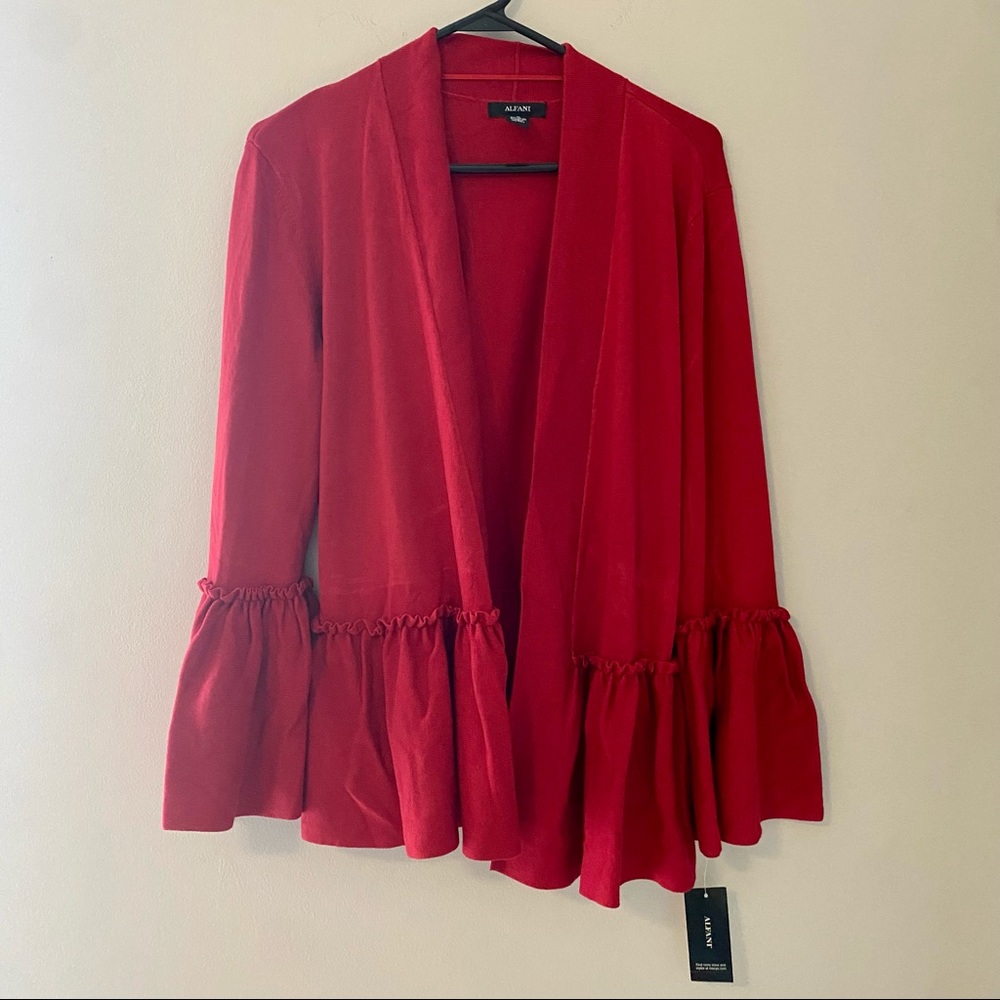 New ALFANI Womens Red Long Sleeve Open Cardigan - Picture 1 of 5